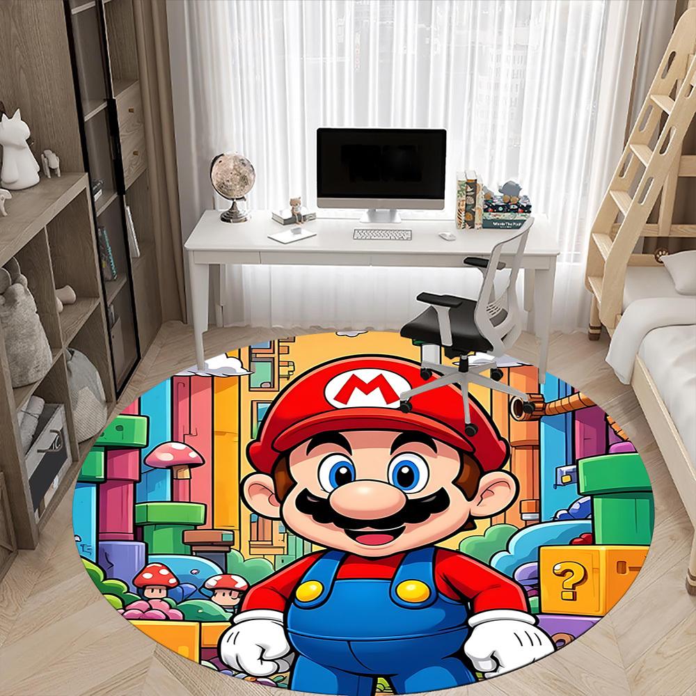 1pc Mario Adventure Office Round Area Rug, Under Office Chairs Bedroom Living Room Home Decor a0926184