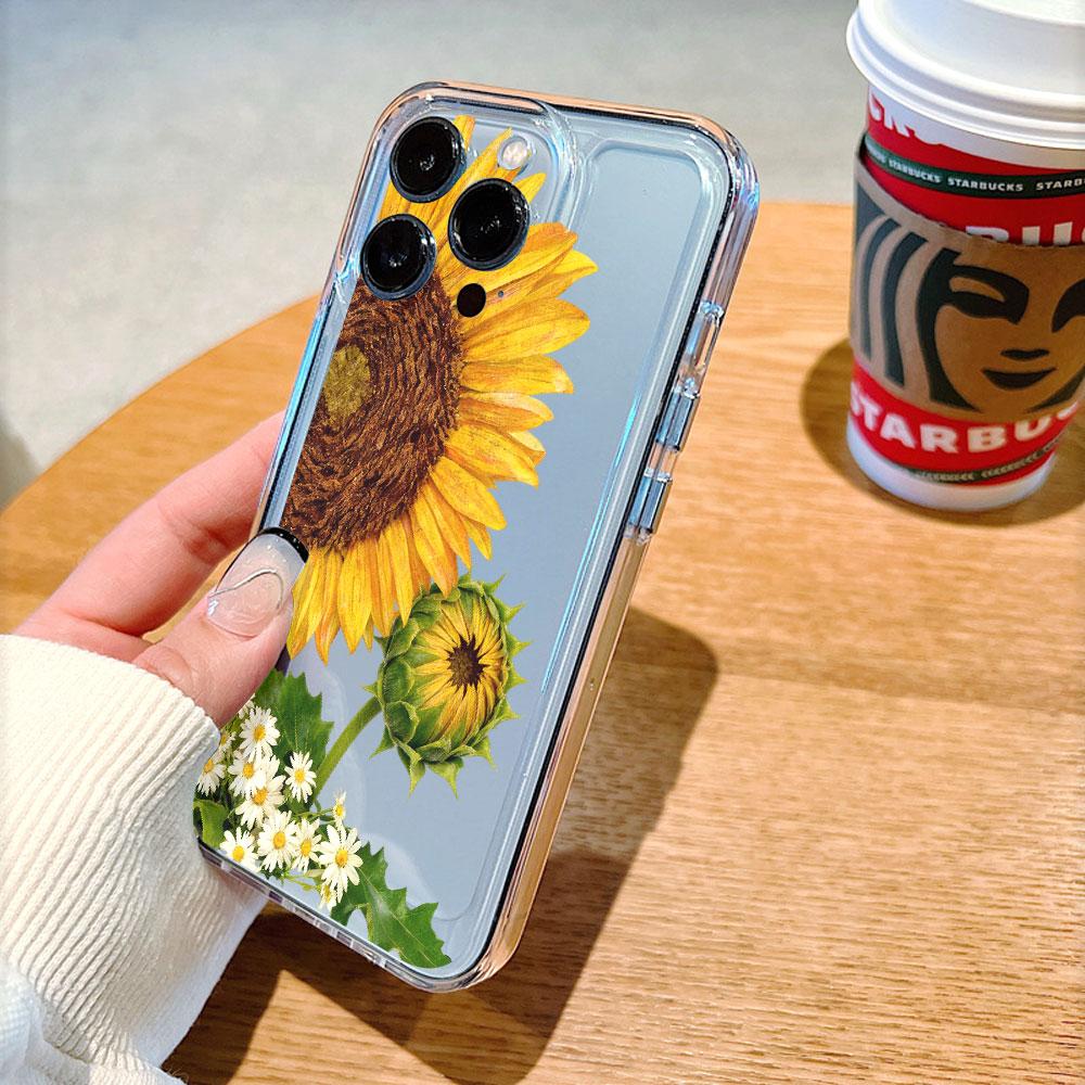 Sunflower Bud and Daisies Transparent Soft TPU Phone Case for Xiaomi Redmi Note 15 14 13 12 11 10 9 Pro Plus 4G 5G Soft Cover