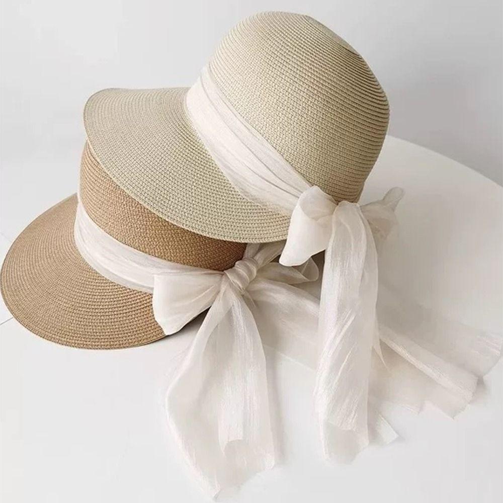 Wide Brim Woman's Straw Hat UV Protection Straw Sun Hat Handmade Sun Protection Cap Summer