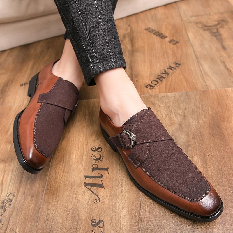 Men Street Style Monks Loafers Shoes Wedding Party Shoes Formal Business Suede Dress Prom Shoes Large Size