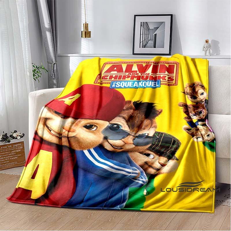 La manta de franela de la caricatura Alvin y las Ardillas es suave y cálida, adecuada para dormitorios, salas de estar, mesitas de noche, viajes