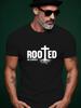 Rooted In Christ Graphic Tee - Casual Summer Short Sleeve with Cross and Tree Design T-shirt