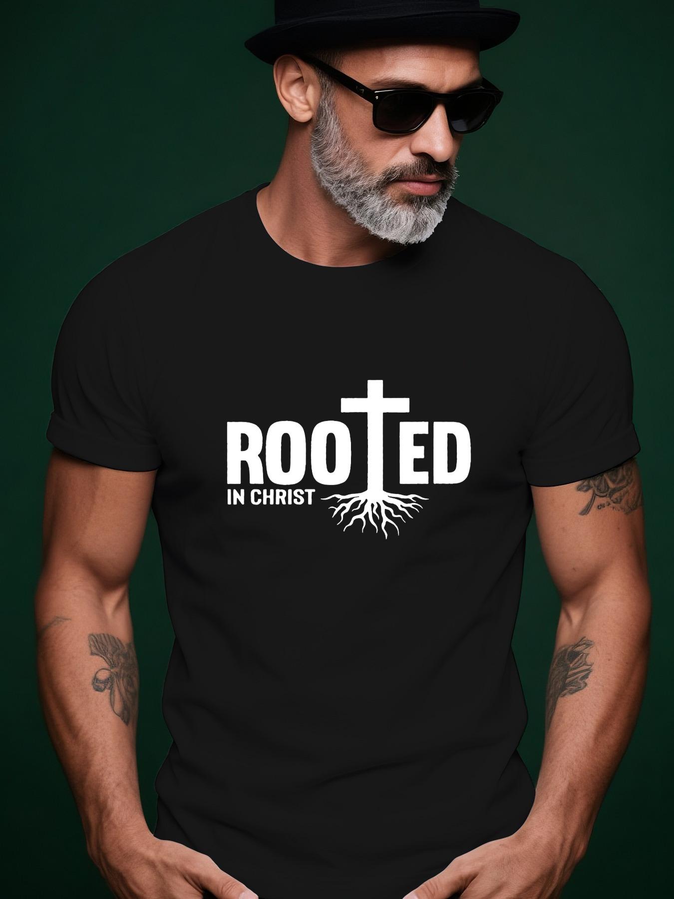 Rooted in Christ Graphic Tee - Casual Summer Short Slee... S
