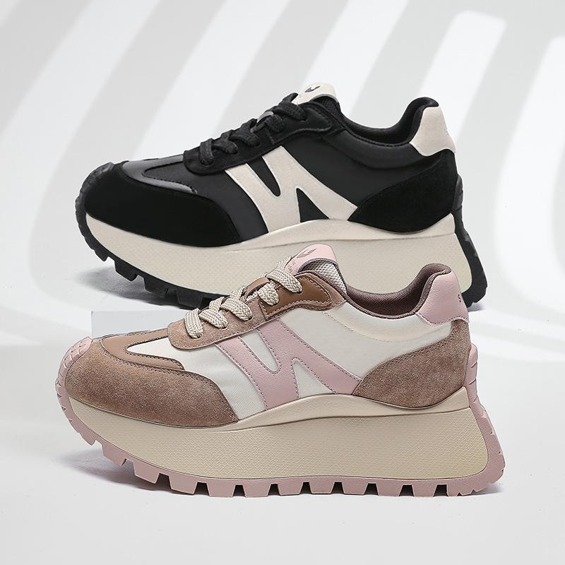 Platform-soled Retro New Waffle Sneakers Spring Heightening Ins Korean Version Casual Versatile Maillard Shoes Women