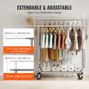 Heavy Duty Clothes Rack, Double Hanging Rod Clothing Garment Rack for Hanging Clothes, Adjustable Height and Extendable Length Clothing Rack with