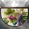 Vineyard Grapes Half Round Rug Realistic Bunches Green Leaves Vintage Illustration Rustic Entry Mat