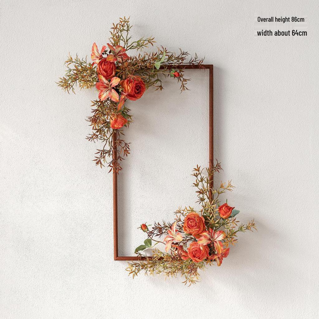 Retro Wenge Wood Photo Frame: Creative Living Room Artificial Flower Wall Art & Photography Prop