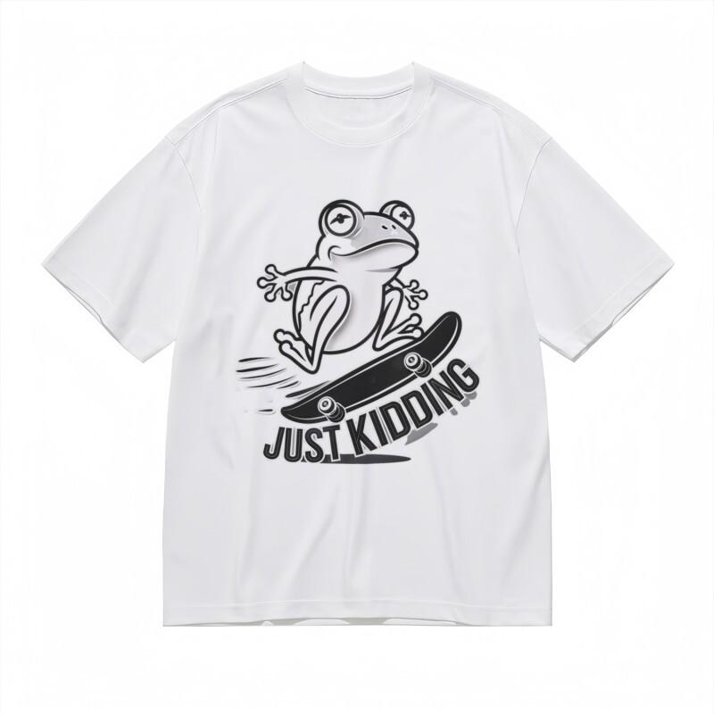 

Men s Trend Breathable Classic T-Shirt Just Kidding Cartoon Amphibian Tee 4XL