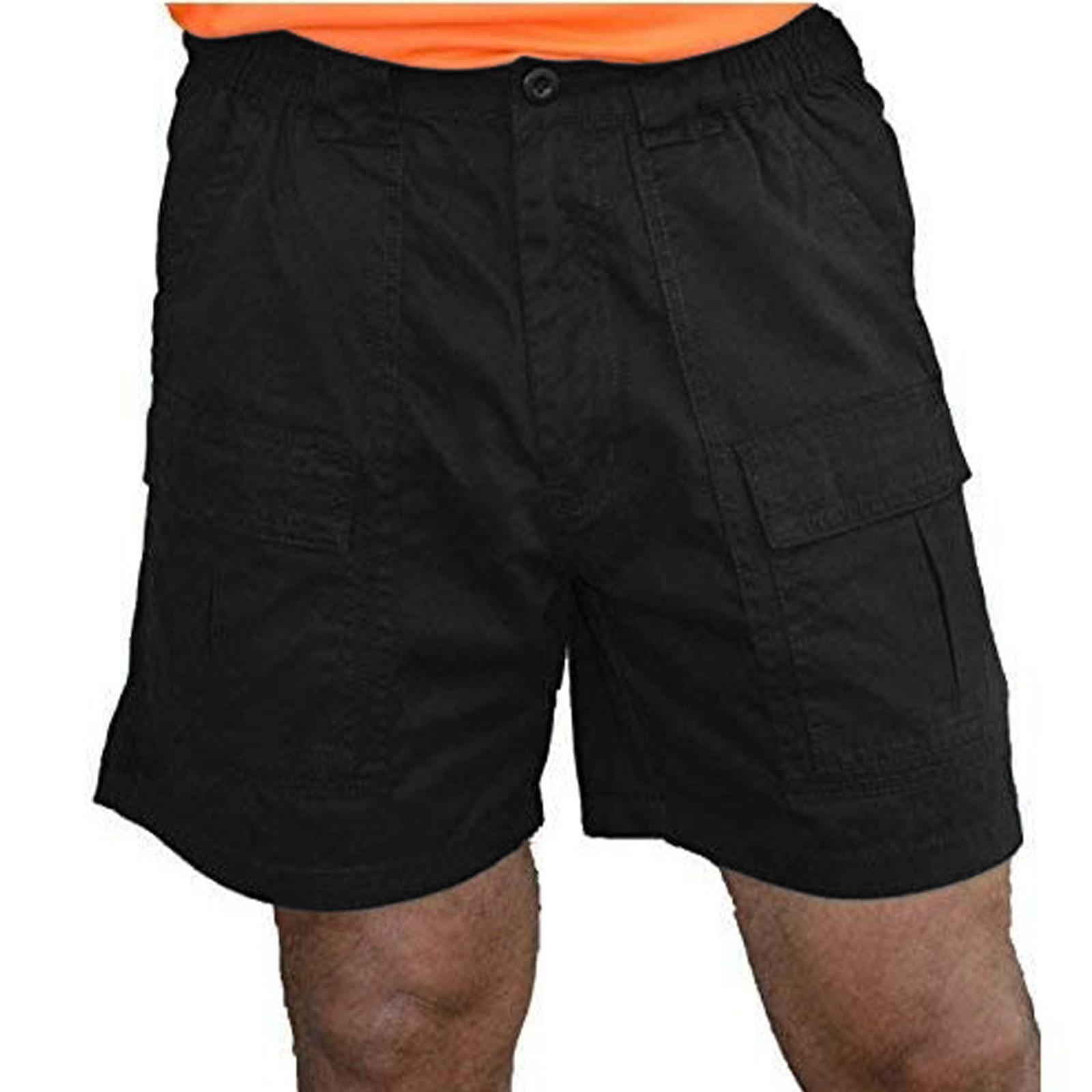 

Men Cotton Casual Shorts Straight Fit Summer Lightweight Athletic Style with Multiple Pockets and Button Closure for Outdoor Activities XL чорний