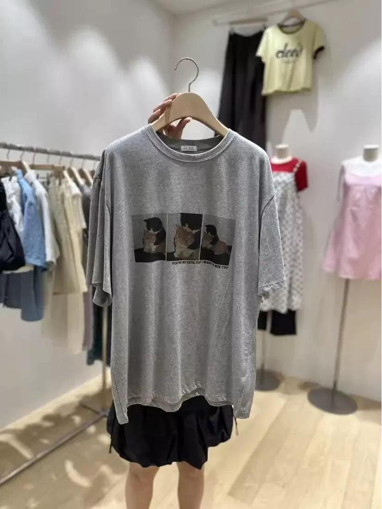 Korean Dongdaemun Cartoon Cotton Summer T-Shirt: Casual, Loose, Age-Reducing, Versatile Short-Sleeve Top for Women