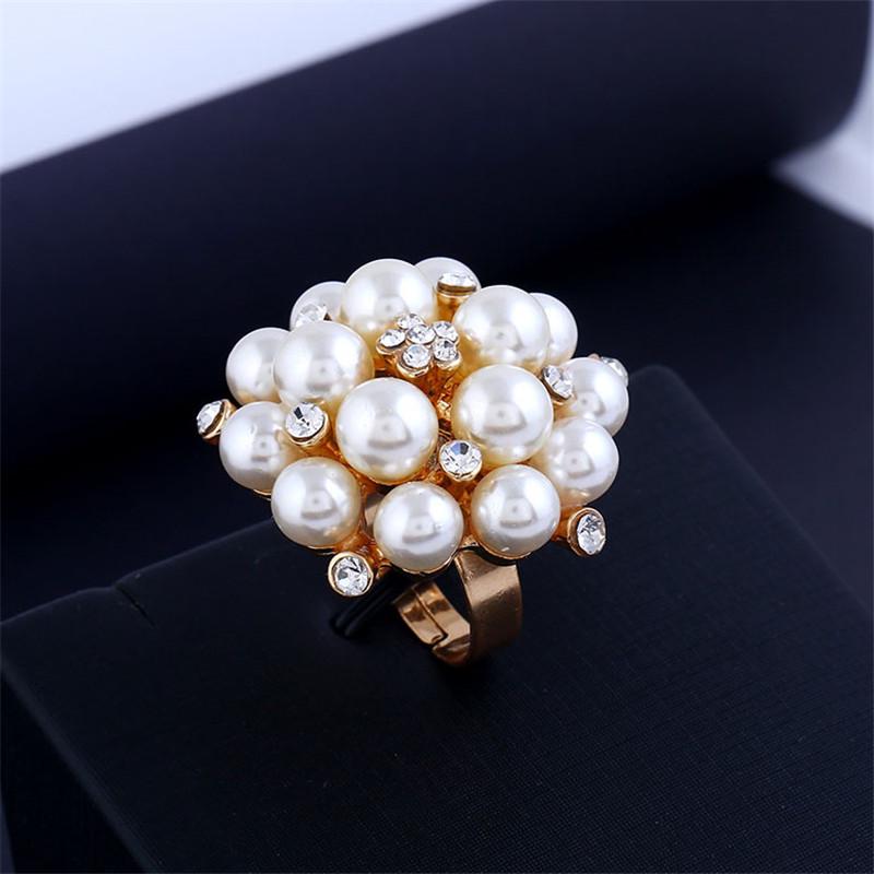 Simulated Water Drop Natural Big Flower Wedding Adjustable Crystal Ring Women Gift