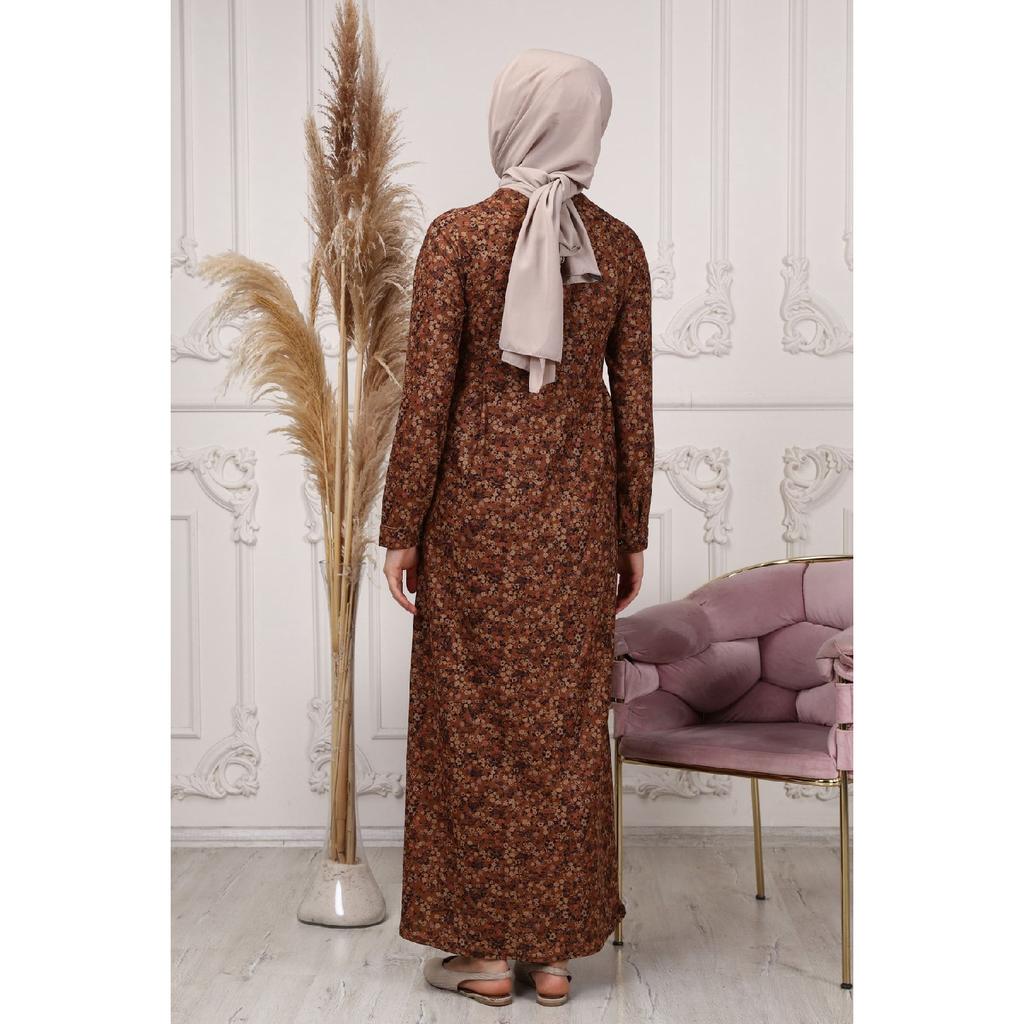 Winter Fabric Floral Patterned Hijab Dress