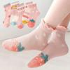 5 Pairs Kids Socks Spring Summer Cotton Girls Socks Cute Flowers Strawberry Pattern Children Baby Sock Mesh Thin Summer Socks
