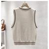 Literature and Art College Style Women's Knitted Vest Loose Autumn V-Neck Fried Dough Twists Sweater Bottom Shirt