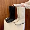 Autumn and Winter High Boots Long Tube 2025 Meters White Wind Flat Boots Women's Knight Boots Simple Temperament