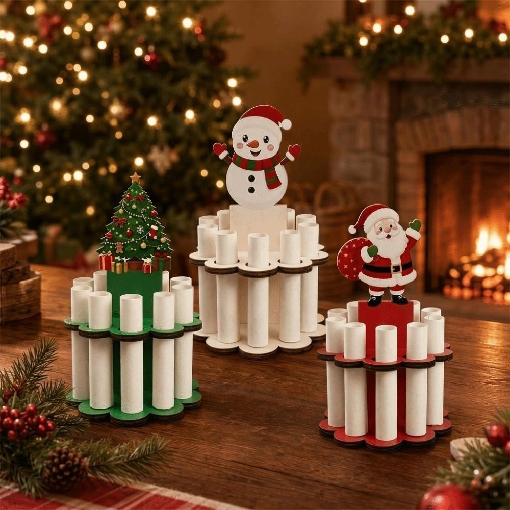 10 Holes Money Dispenser Wooden Xmas Gift Snowman Christmas Cash Holder Festive Occasions