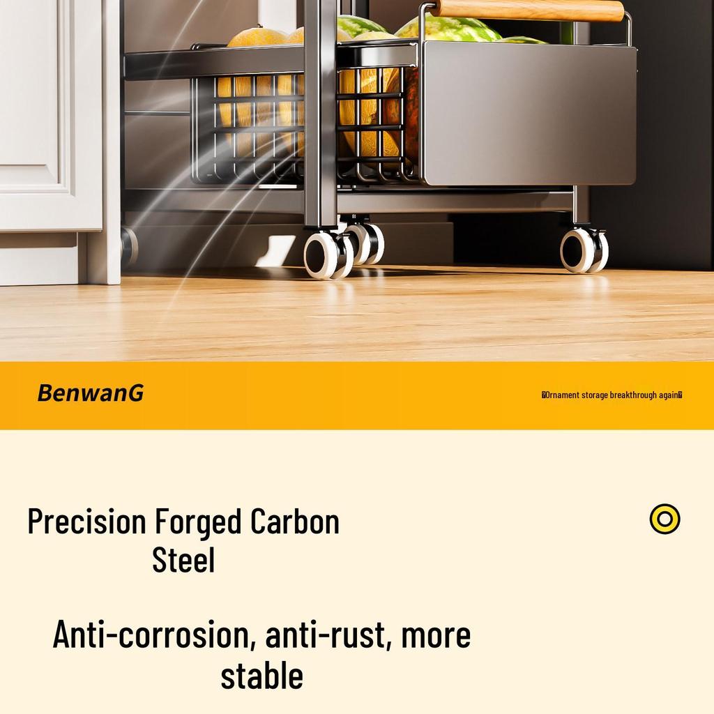 Multi-Layer Mobile Kitchen Cart for Seasoning, Snacks, and Produce Storage