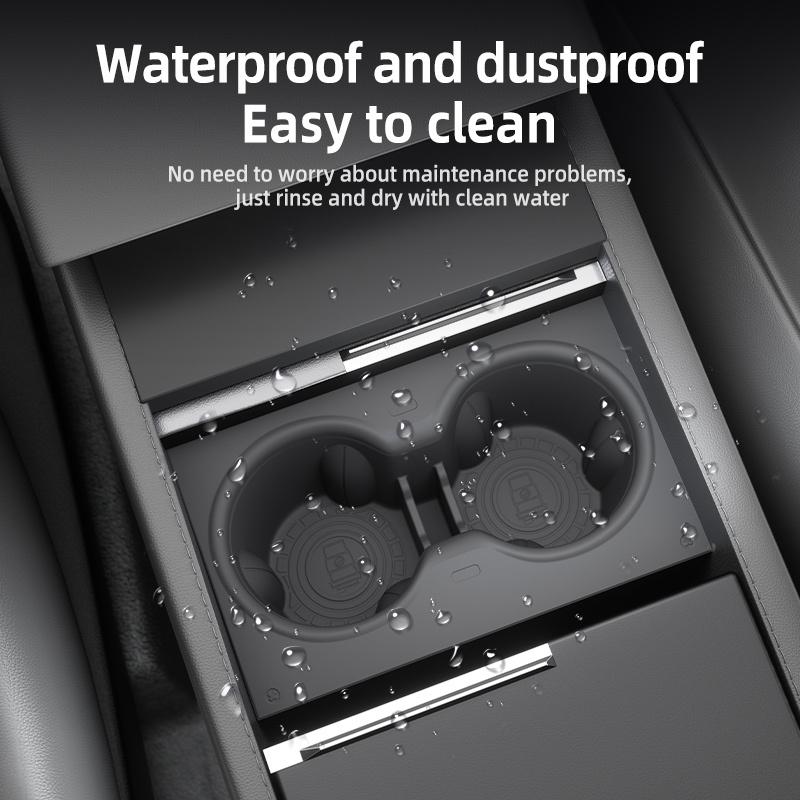 Custom Soft Silicone Cup Holder Mats For TESLA Model Y 2025 Juniper Anti-Slip,Interior Center Console Cup Holders  Easy to Clean