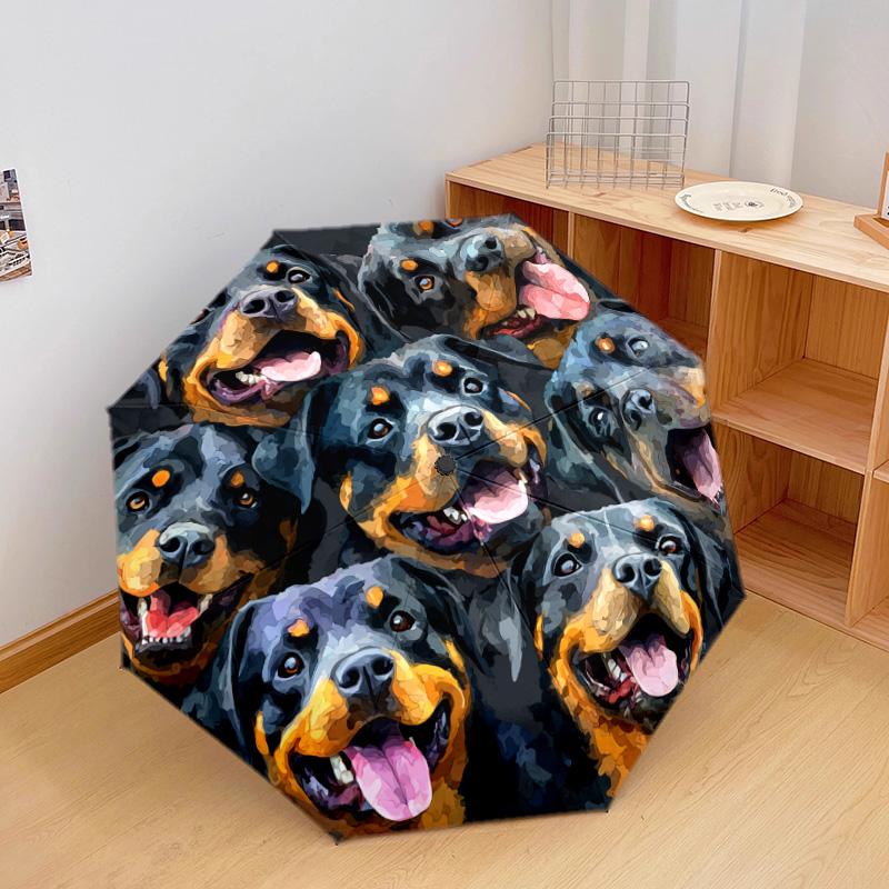 1 PC Automatic Folding Umbrella - Rottweiler Pattern, Portable & Foldable Design with 8 Ribs, Christmas Birthday Gifts