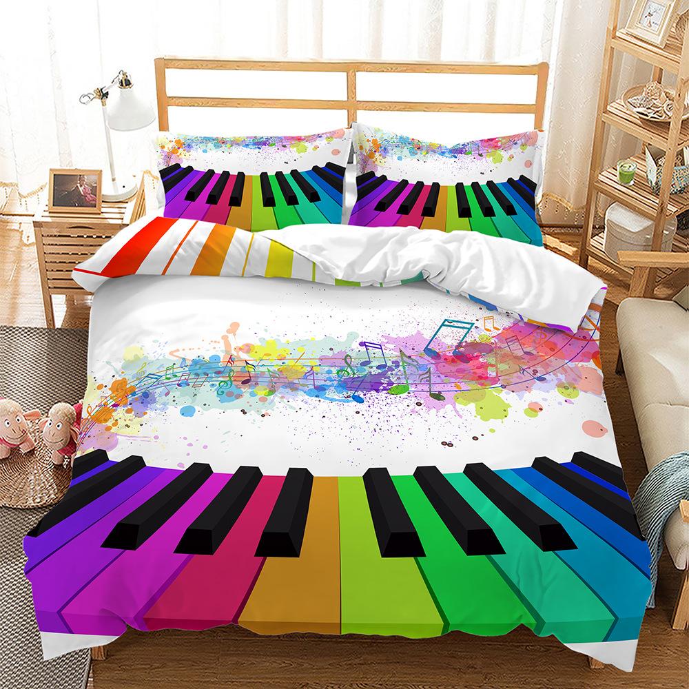 

Bed Three-Piece Rainbow Star Illustration Series Unicorn 3D Digital Printing Kit 135 * 200 (two-piece set) 90g