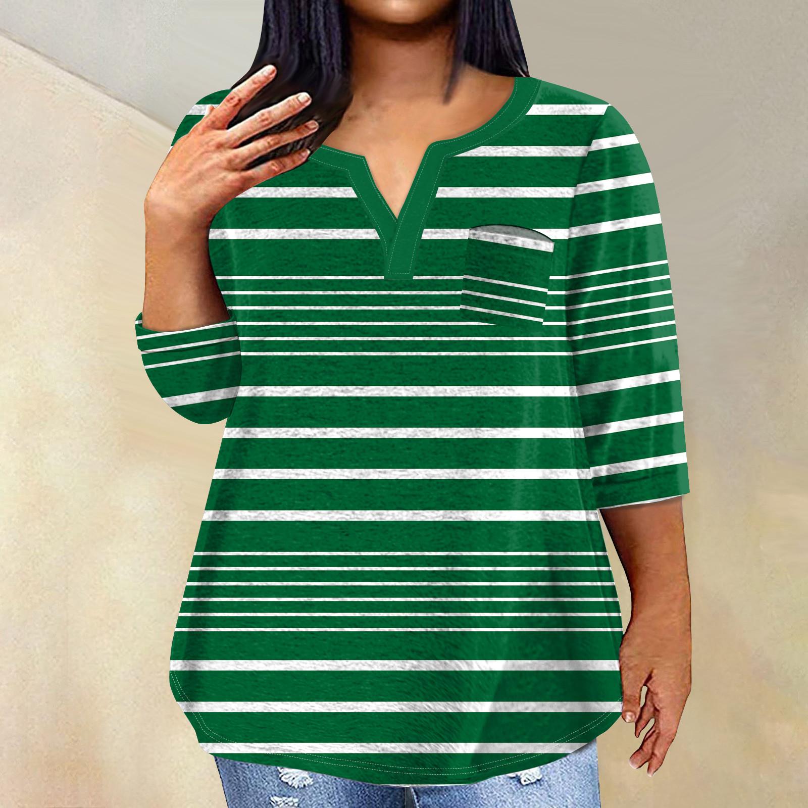 

Женский модный повседневный пуловер с рукавами три четверти и V-образным вырезом с принтом, топ с рукавами 3/4 L армия зеленый