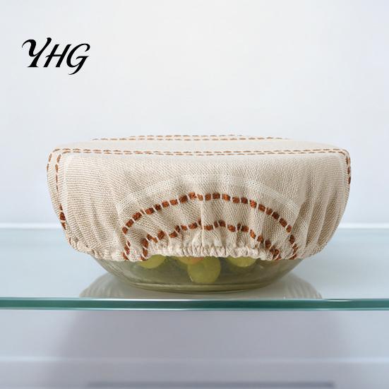 Washable Kitchen Bowl Protectors Sourdough Jars Covers, Reusable Elastic Linen Retro Striped Liners for Baking Breathable Cloth Covers Food
