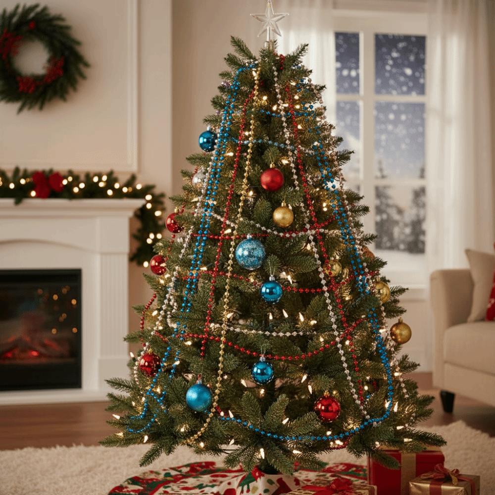 Kreativ Färgad Pärlkedja DIY 5/10M Julgran Pärlsträng Hantverk Dekorativ Juldekoration Pärlsträng