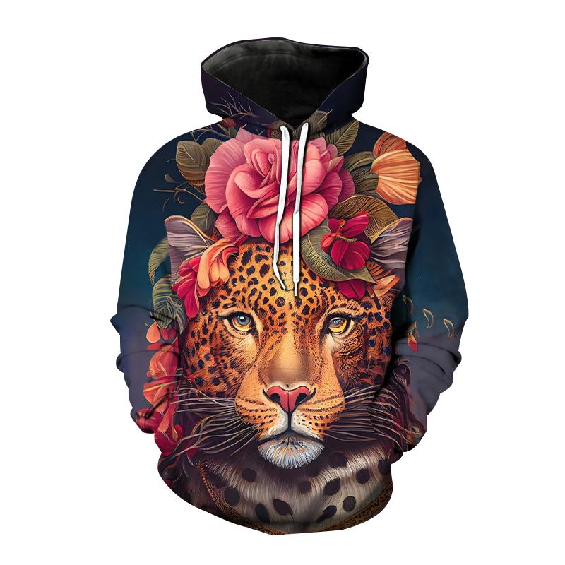Animal Hoodies Leopard Tiger Zebra 3D Printed Women Streetwear Hoodie Oversized Pullovers Hooded Sweatshirts Kids Tops Clothing