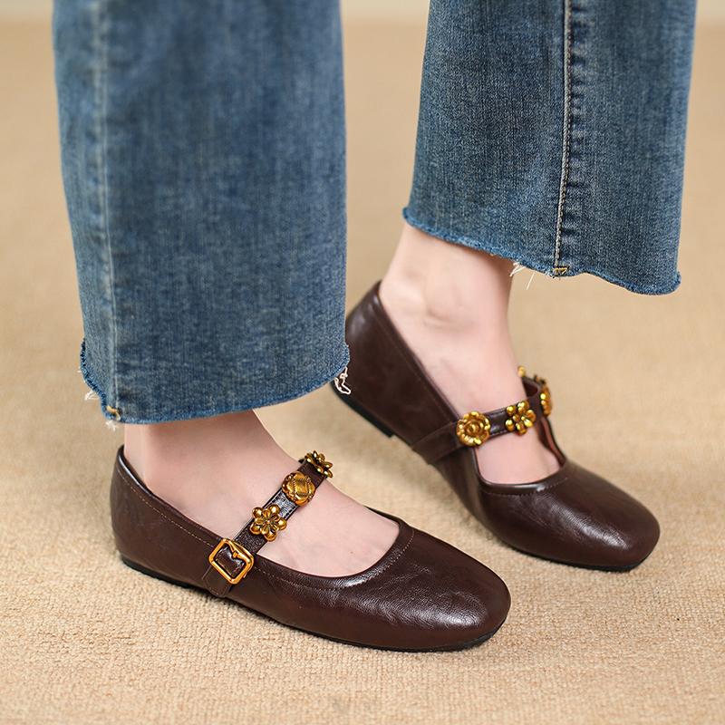 Mary Jane Single shoes Thick Heel Shoes Elegant Classic Retro Square Toe Comfortable Soft Shallow Cut Low Heel Women's Shoes
