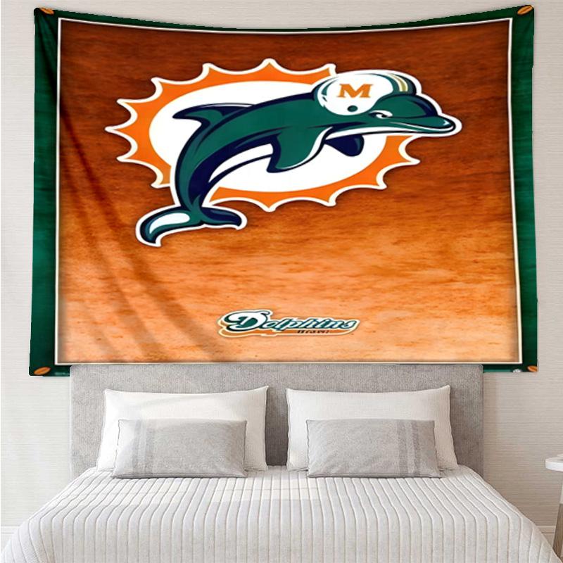 Delfine Team Logo Artwork Schnelltrocknendes Wandteppich zum Aufhängen für Schlafzimmer, Wohnzimmer, Spielzimmer, Dekor Kunstzimmer Wandteppich Feiertags- und Geburtstagsgeschenke