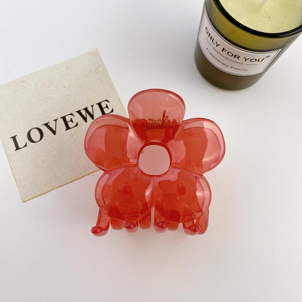 Floral Delightful Hair Clip In Vibrant Jelly Red And Amber For Chic And Styles Sweet