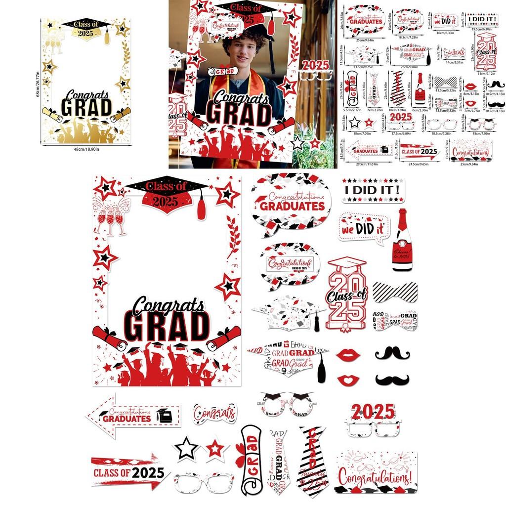Graduation Party Photo Props Kit With Colorful Paper Frames For Celebration Events