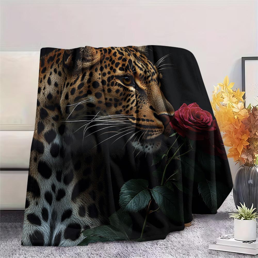 Leopard Print Flannel Blanket, High quality Comfortable for All Seasons, Home Decor, Warmth and Comfort, Perfect for Christmas Gifts