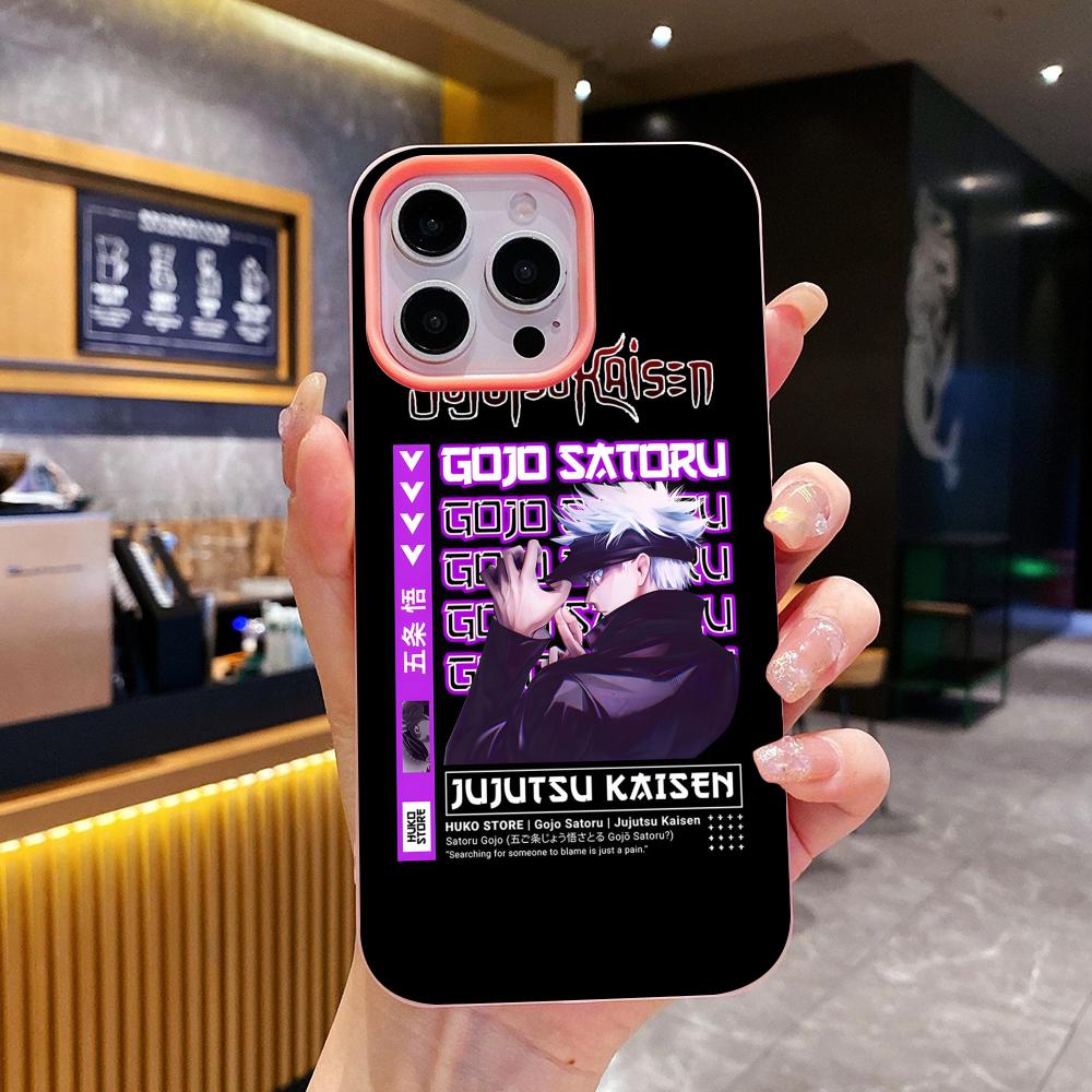Jujutsu Kaisen Satoru Gojo Gelee Doppelschicht Rosa Handyhülle für iPhone 17 16 15 14 13 12 11 Air Pro Max Plus Schutz