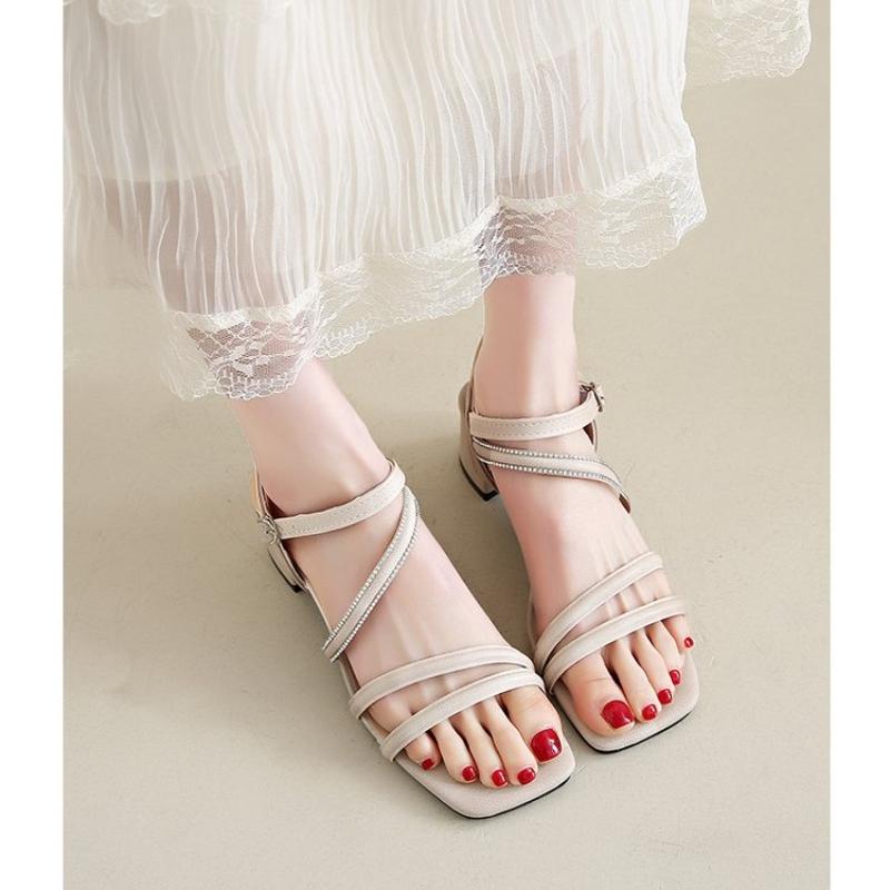 Fashion Women High Heel Sandals Summer Casual Female Shoes Woman Square Heel Open Toe Ankle Strap Ladies Sandalias Wedge Shoe2025 New