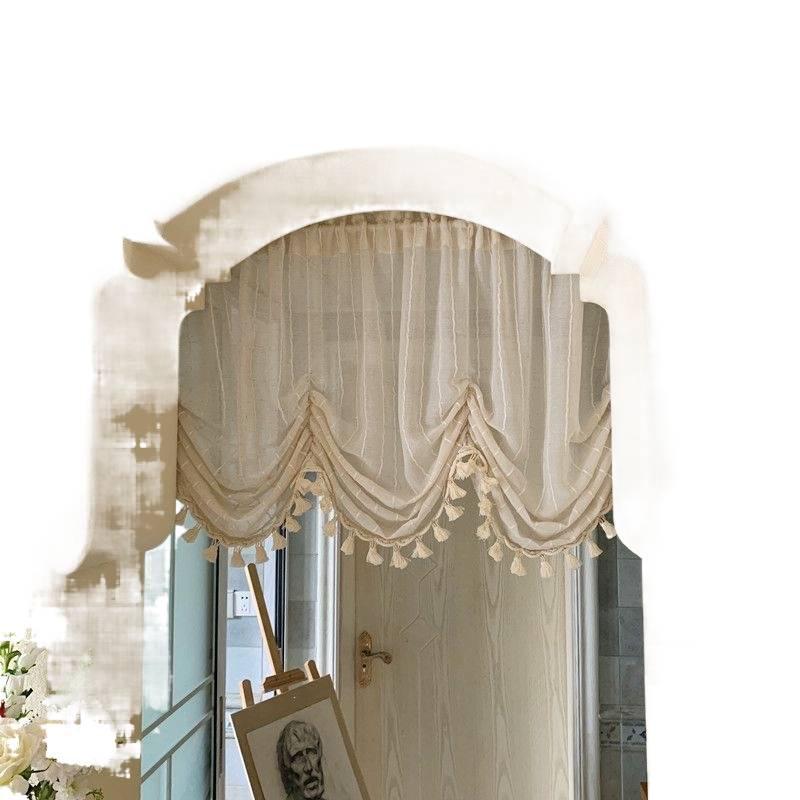 Nordic Style No-Drill Self-Adhesive Roller & Roman Shade Curved Sheer Half Curtain Divider