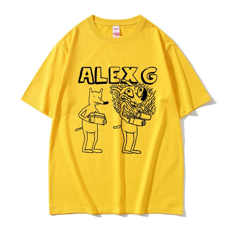 2025 Summer Singer Alex G Graphic Tshirt Men Women Fashion Cartoon Summer Tshirts Mens Casual 100 Pure Cotton Printed Tshirt