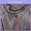 Y2k Gothic Heart Shape Pendant Jewelry Set With Alloy Material For Teens