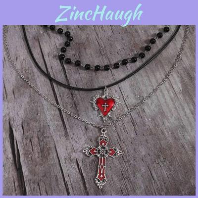 Y2k Gothic Heart Shape Pendant Jewelry Set With Alloy Material For Teens