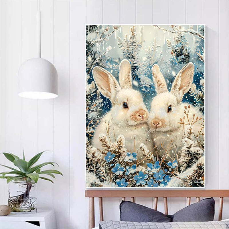 5d DIY Diamond Painting Cross Stitch Cute Little Bunny Diamond Embroidery Mosaic Animal Full Round Drill Home Decor