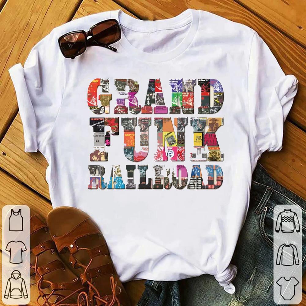 Band Grand Funk Railroad Logo Classic White Cotton T Shirt FUll Size S-5XL Unisex T-Shirt L