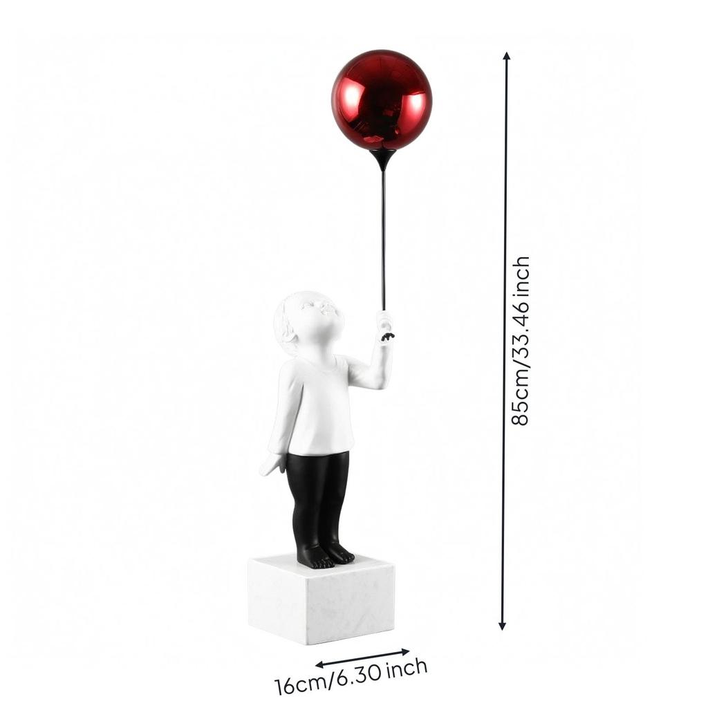 Boy Figurine with Balloon Nordic Style Ornament Minimalist for Entryway, Cabinet