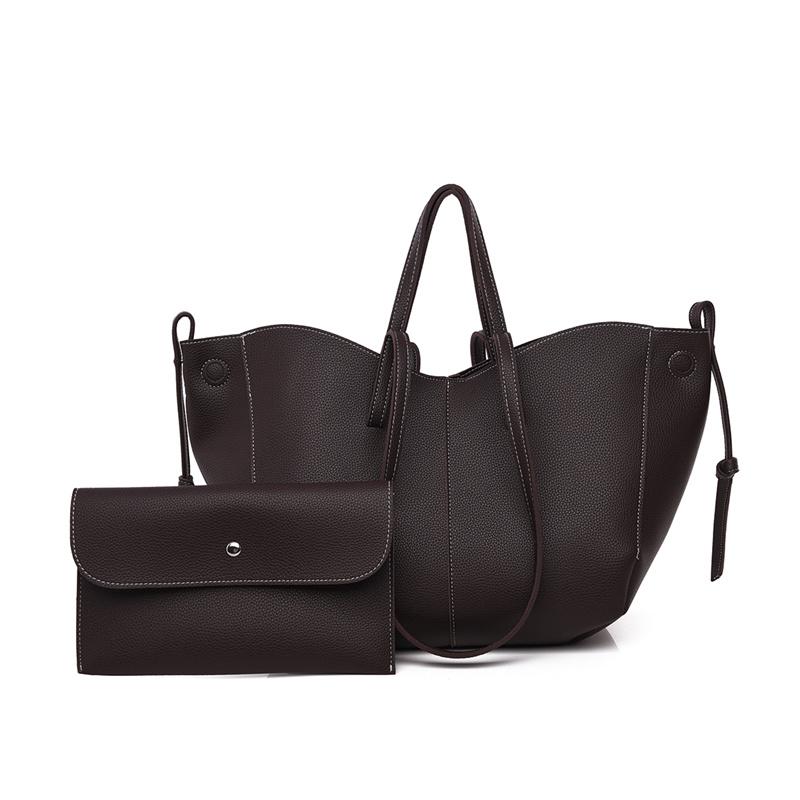 Fashi 2-in-1 Leder-Tragetaschen-Set für Damen, Große Schultertasche mit Litschi-Muster und passender Tasche für Arbeit, Einkaufen & Reisen