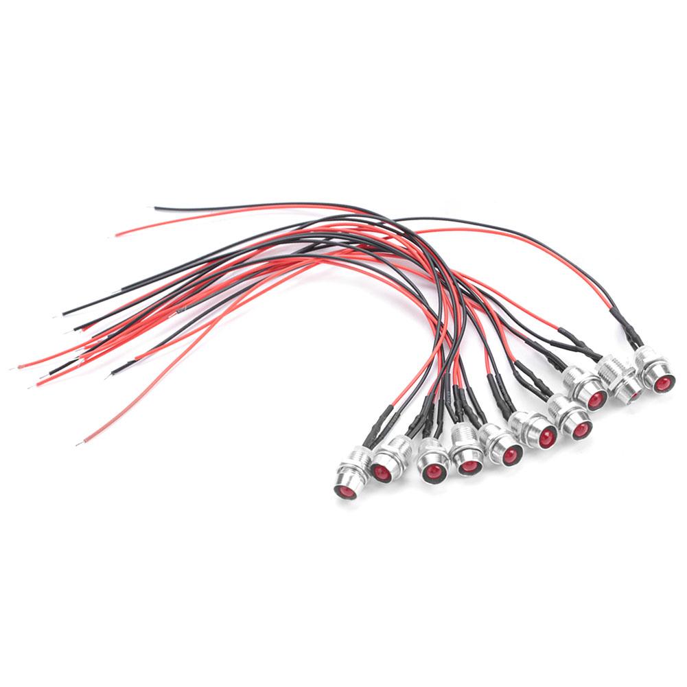 10 Stück 12V 8mm Vorverdrahtete Konstante LED Leuchtdiode Ultra Helle Wasserklare Birnen (# 02)