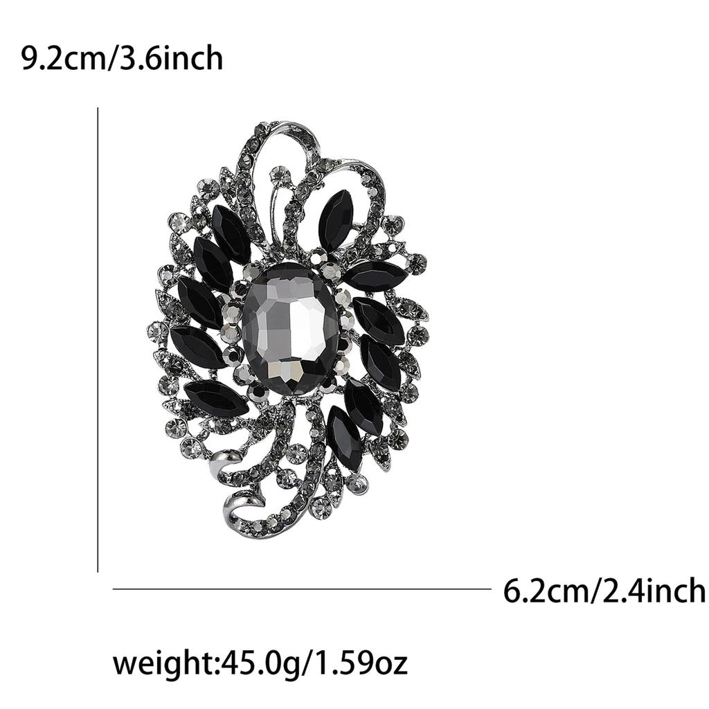African Exquisite Alloy Full Diamond Large Glass Brooch High-End Fashion Women'S Clothing Corsage Jewelry Pin