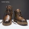 Fashion Golden Sapling Work Boots for Lovers Fashion Platform Shoes Men Comfortable Retro Boot Outdoor Casual Couple Shoe Tactical Flat