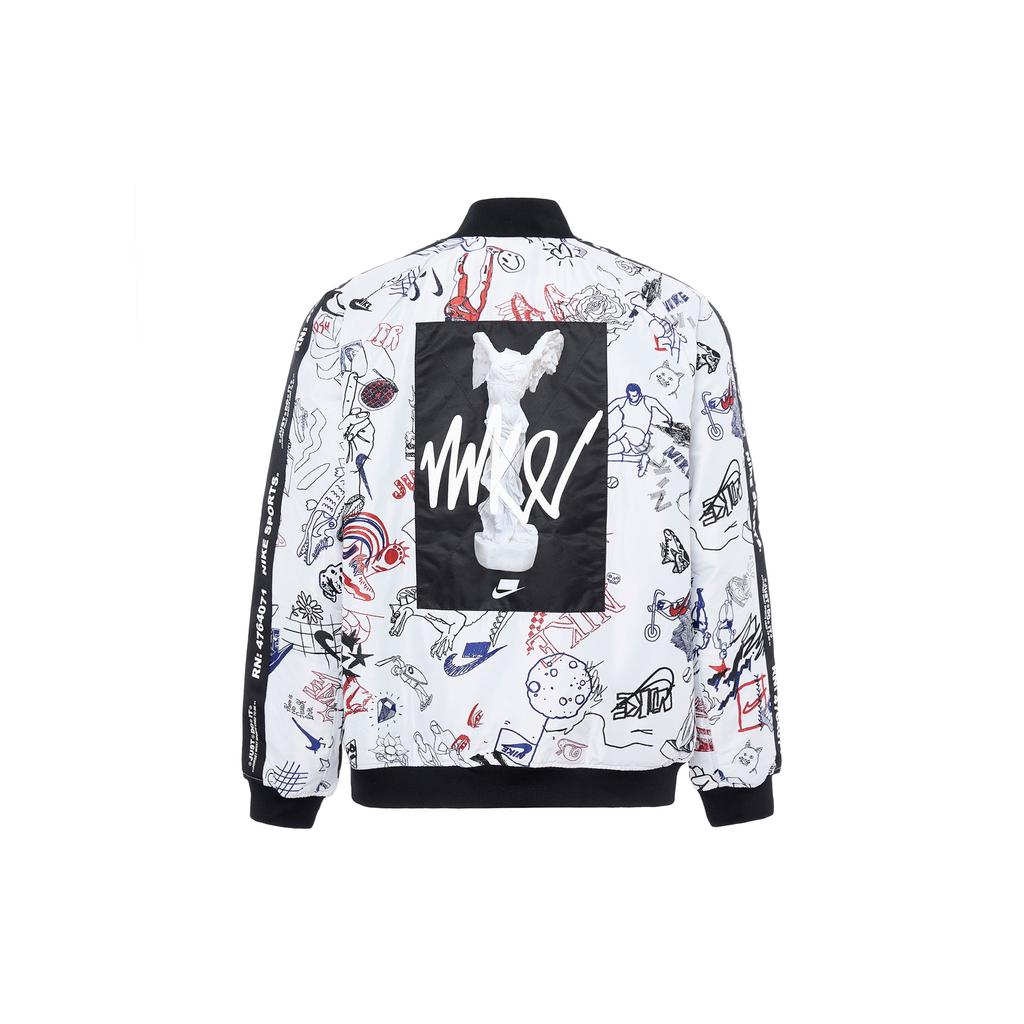 Nike Celoplošný potisk Ležérní sportovní bunda s dlouhým rukávem Unisex bunda Bílá CJ5043-100