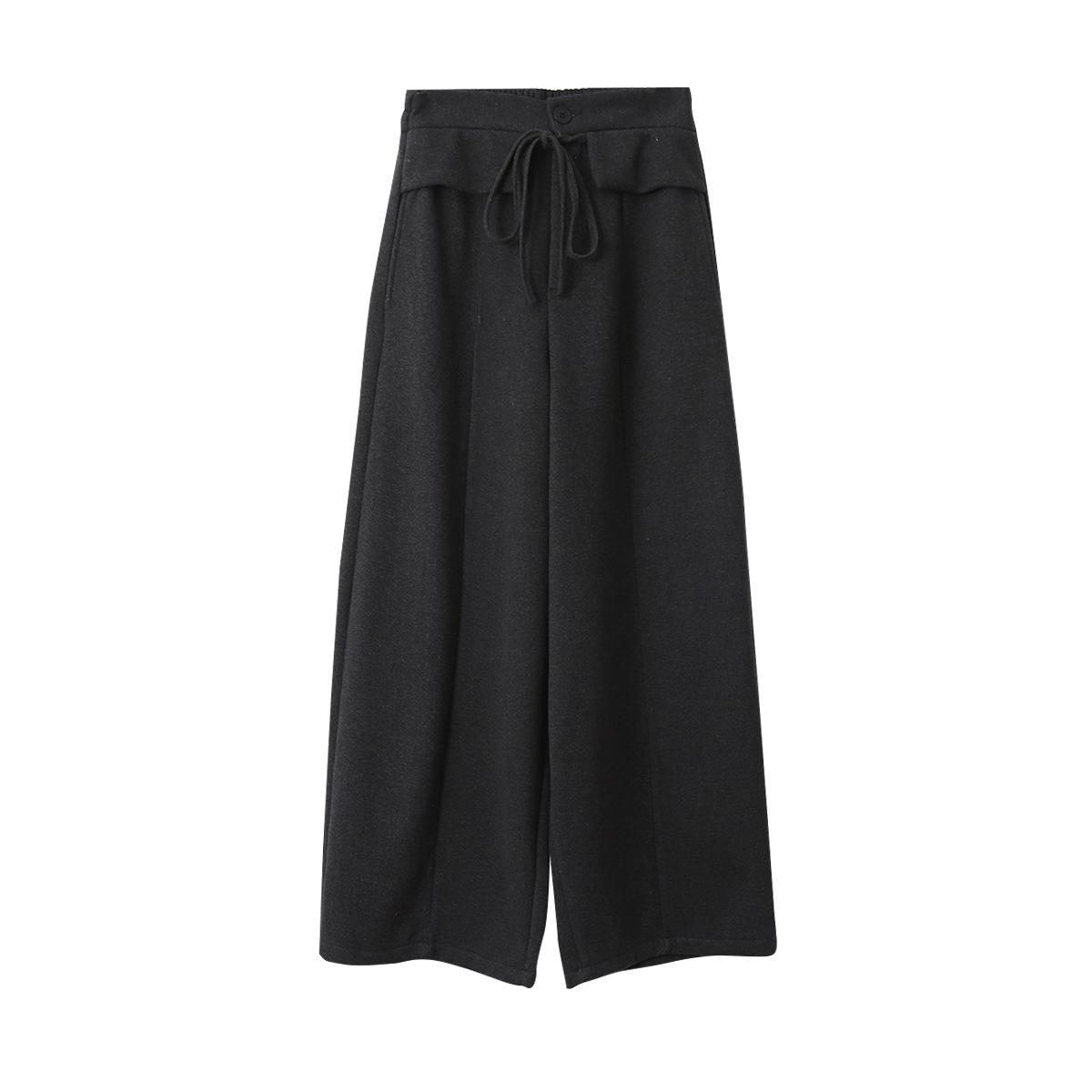 

Korean Chic Fleece-Lined High-Waist Straight-Leg Winter Pants for Women Large