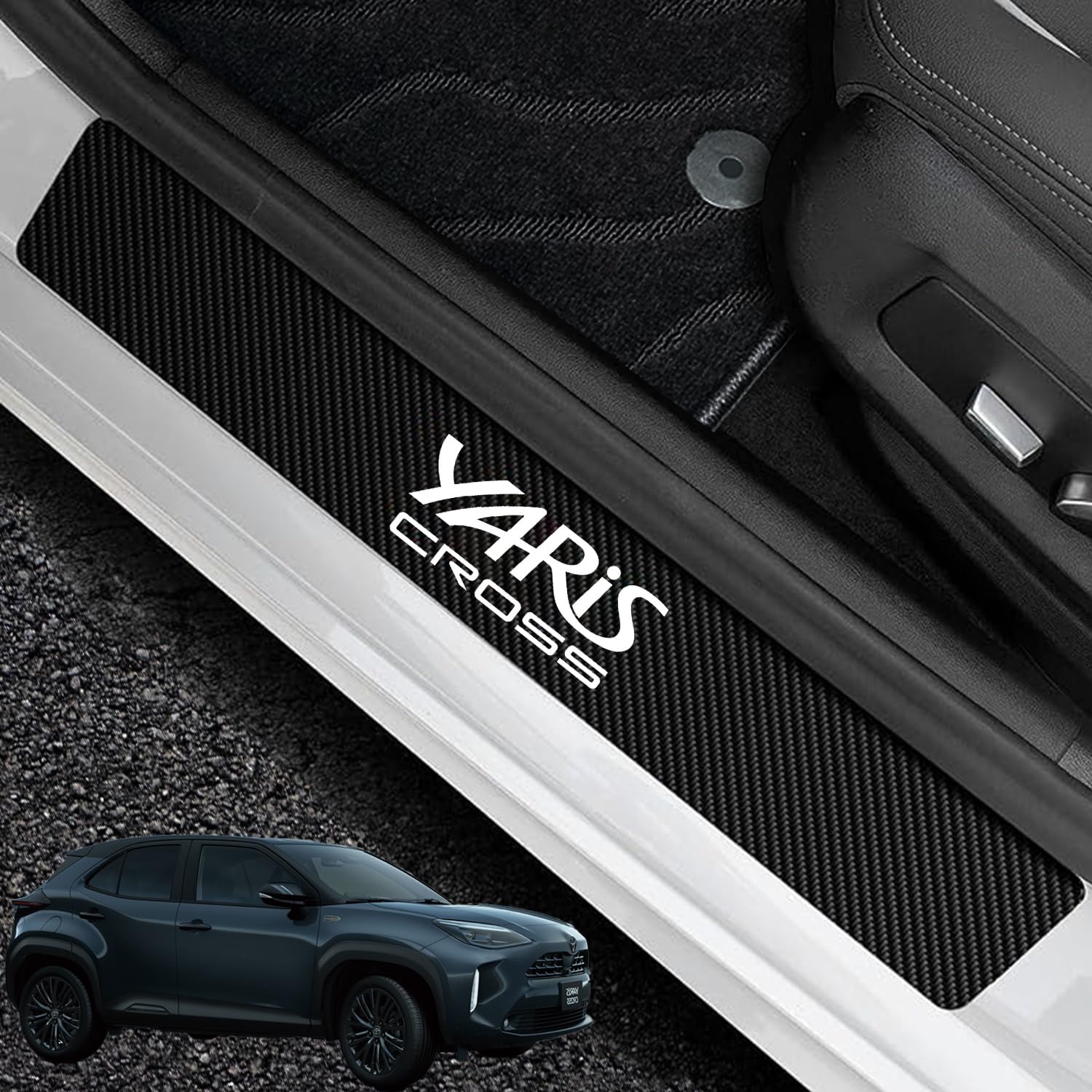

YUYUWA Toyota Yaris Cross YARIS CROSS Серии 10 15 Автомобильная защита бокового порога Текстура углеродного волокна Накладка на боковой порог Усиленная версия Использует Супер