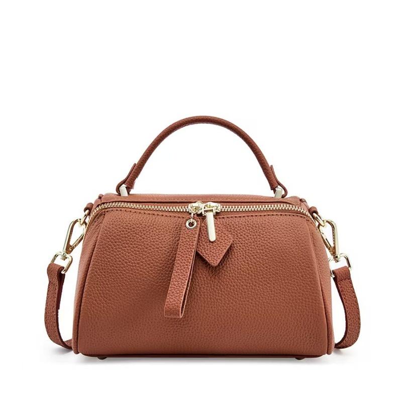 Elegant Genuine Leather Boston Tote Bag for Women Vintage Minimalist Classic Cowhide Crossbody Shoulder Bag
